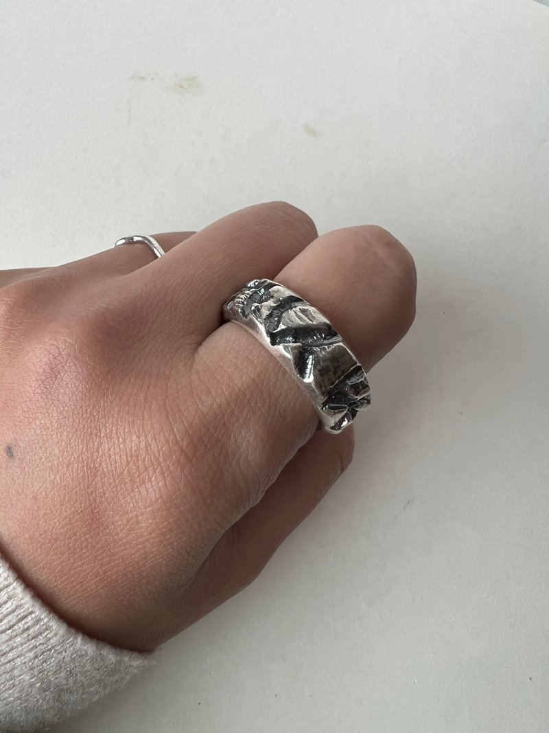 手工戒-岩矿-纯银戒指 - 戒指 - 纯银 银色