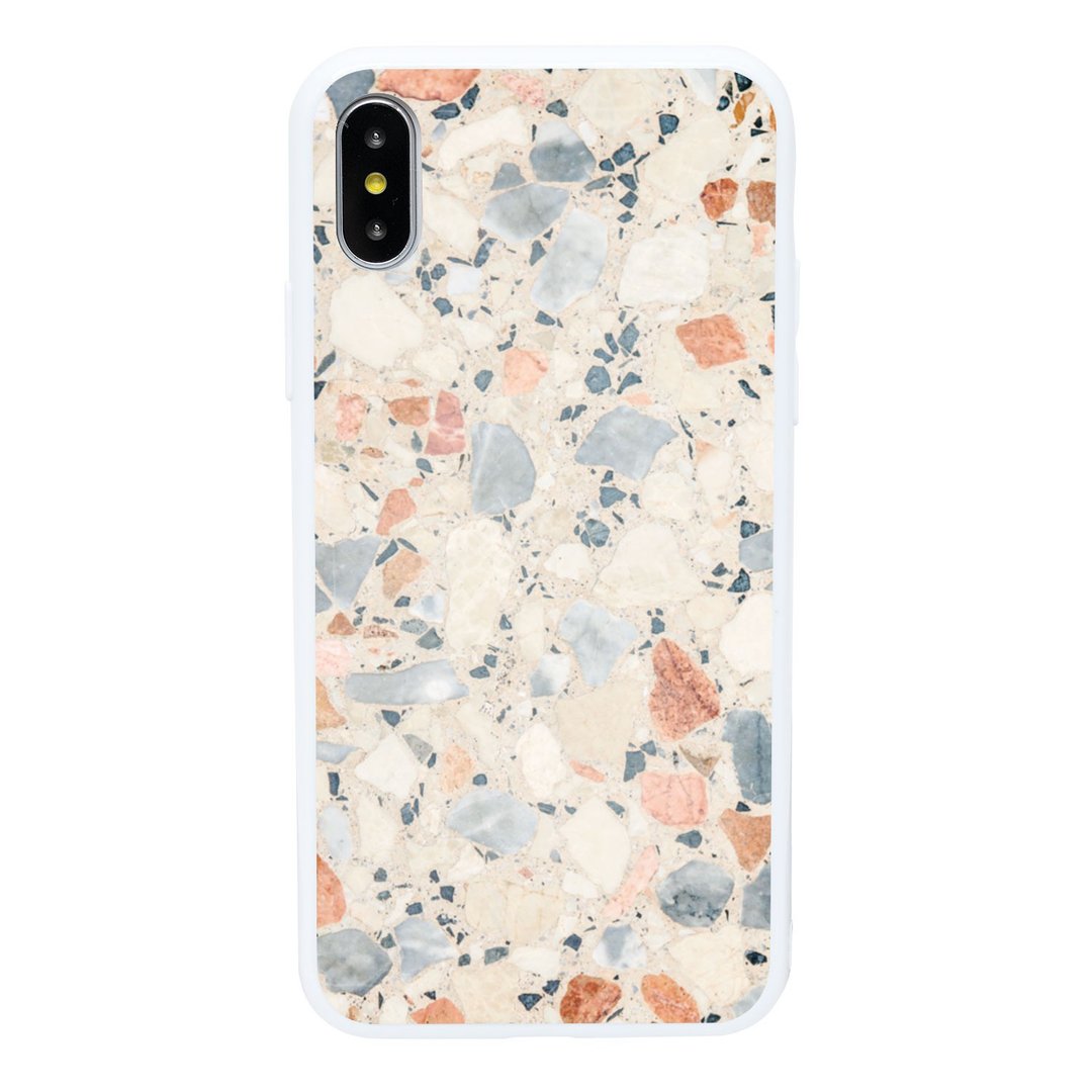 象牙白水磨石 iPhone 6 7 8 Plus X 至 11 pro max se 手机壳 - 手机壳/手机套 - 玻璃 蓝色
