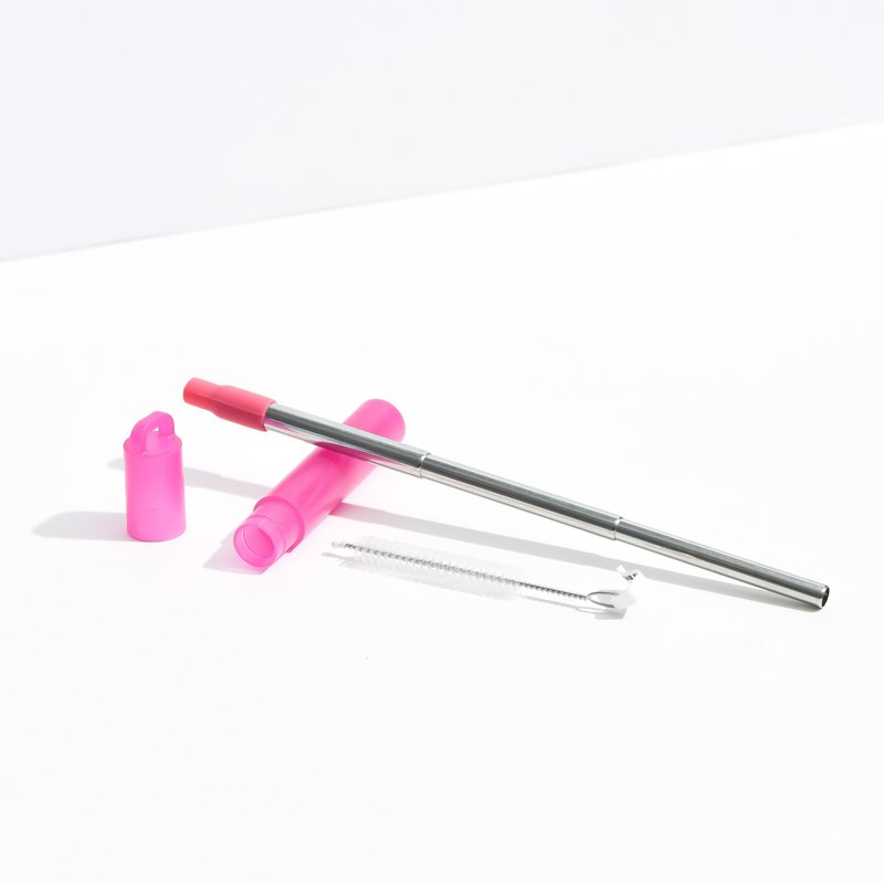 Stainless Foldable Straw  - PINK - 环保吸管 - 不锈钢 粉红色
