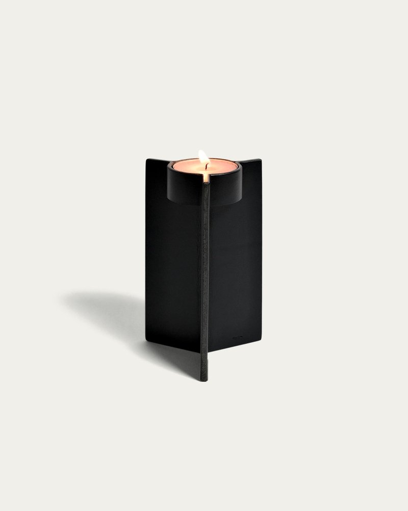聚 烛台 Leather Candle Holder - 蜡烛/烛台 - 真皮 黑色