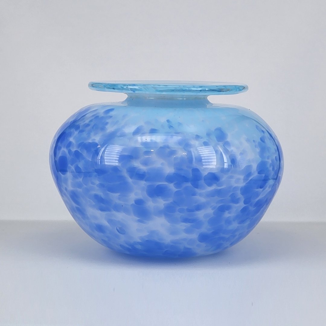蓝色小聚宝瓶 手作玻璃 纯手工吹制 - 花瓶/陶器 - 玻璃 蓝色