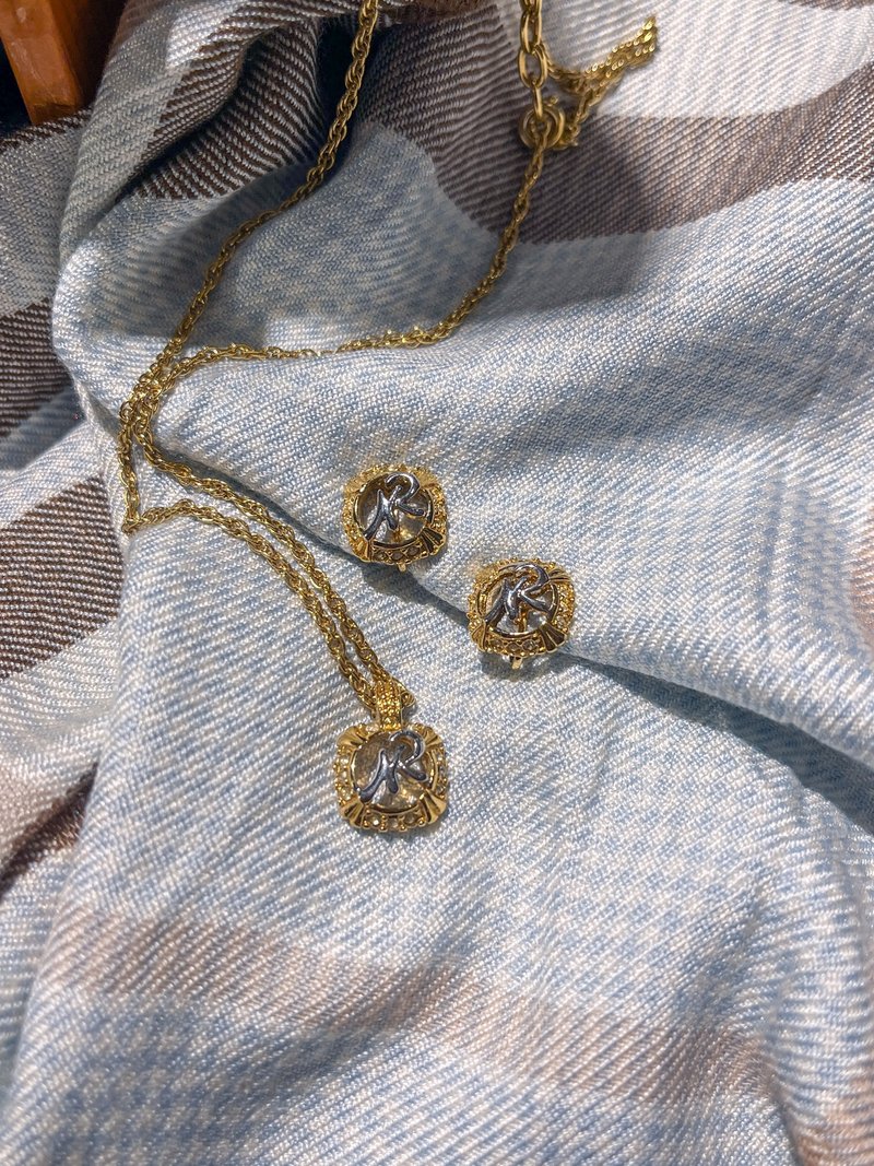 Nina Ricci 方圆 经典logo套组 耳环项链－欧美古董首饰 Vintage - 项链 - 其他金属 