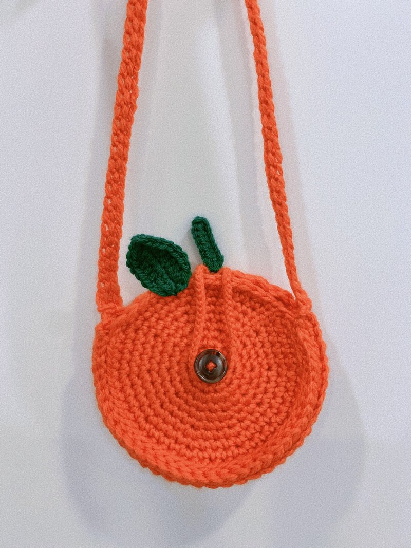 鈎织橘子斜背包 - 侧背包/斜挎包 - 其他人造纤维 橘色