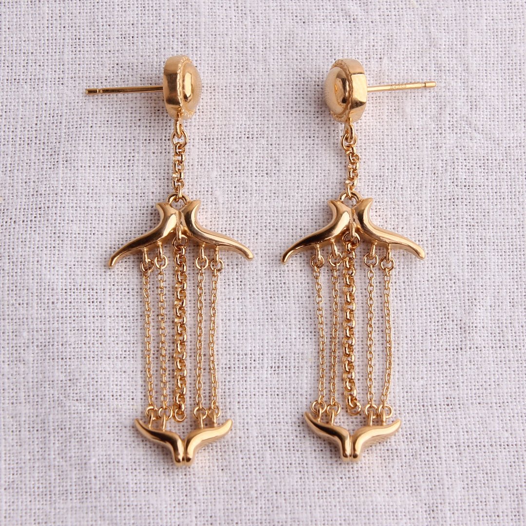 Ear Dress 耳环 Hanger - 耳环/耳夹 - 纯银 金色