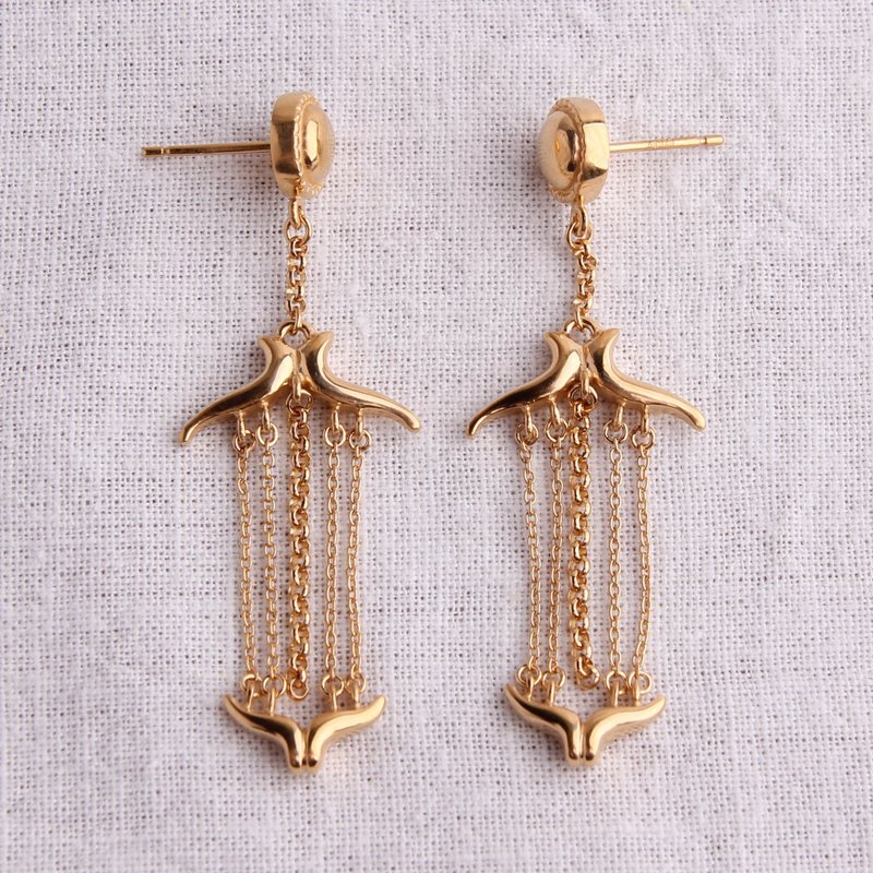 Ear Dress 耳环 Hanger - 耳环/耳夹 - 纯银 金色