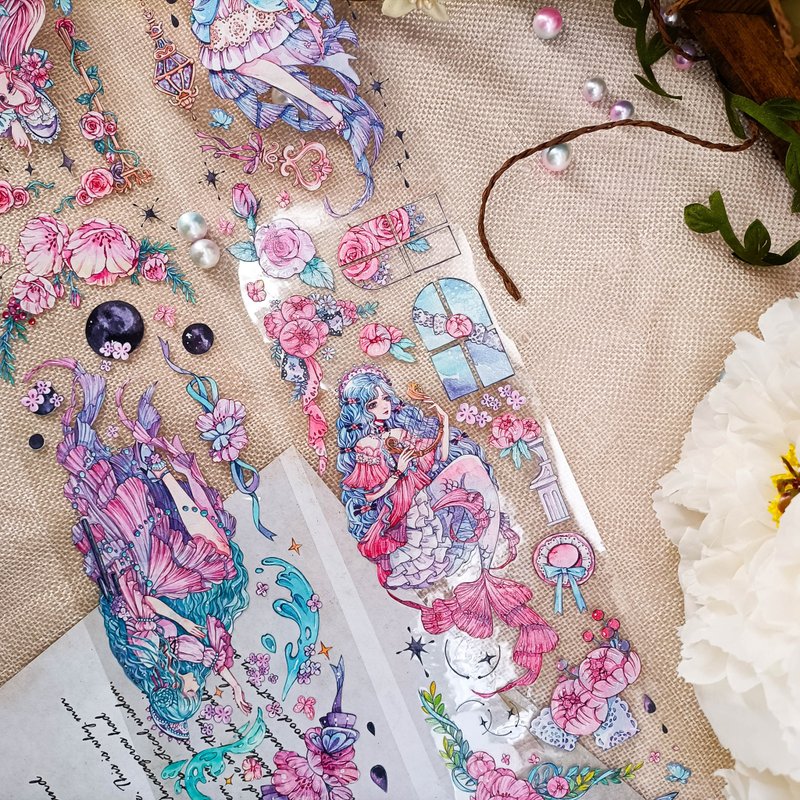 WF767_傳說小美人魚/ 裝飾膠帶 - 纸胶带 - 塑料 多色