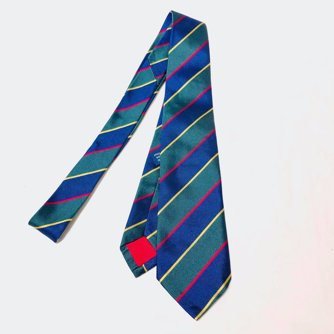 美国带回老件 Polo Ralph Lauren蓝绿红黄配色斜纹领带 - 领带/领带夹 - 丝．绢 绿色