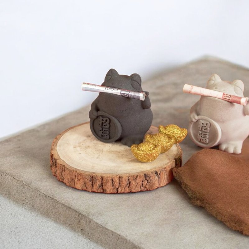 【禅厨 x 泥研制所】水泥咬币金钱招福蟾蜍 - 玩偶/公仔 - 水泥 灰色