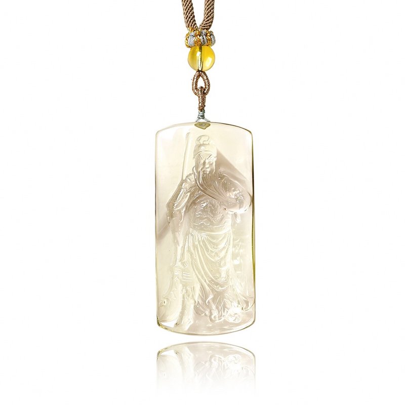 【正佳珠宝】黄水晶 高品透体金字塔 关圣帝君 关公 50.8g 黄水晶 - 项链 - 半宝石 多色