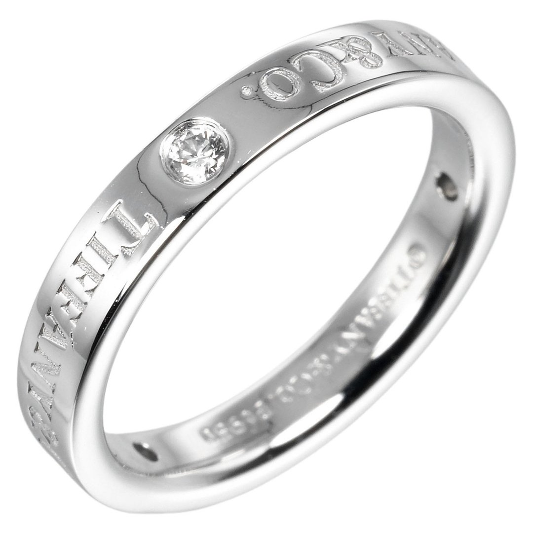 【日本直送】蒂芙尼 TIFFANY&Co. Flat Band 6号 戒指 Pt950铂金 3颗钻石 约4.86g【二手】A级 - 戒指 - 贵金属 银色