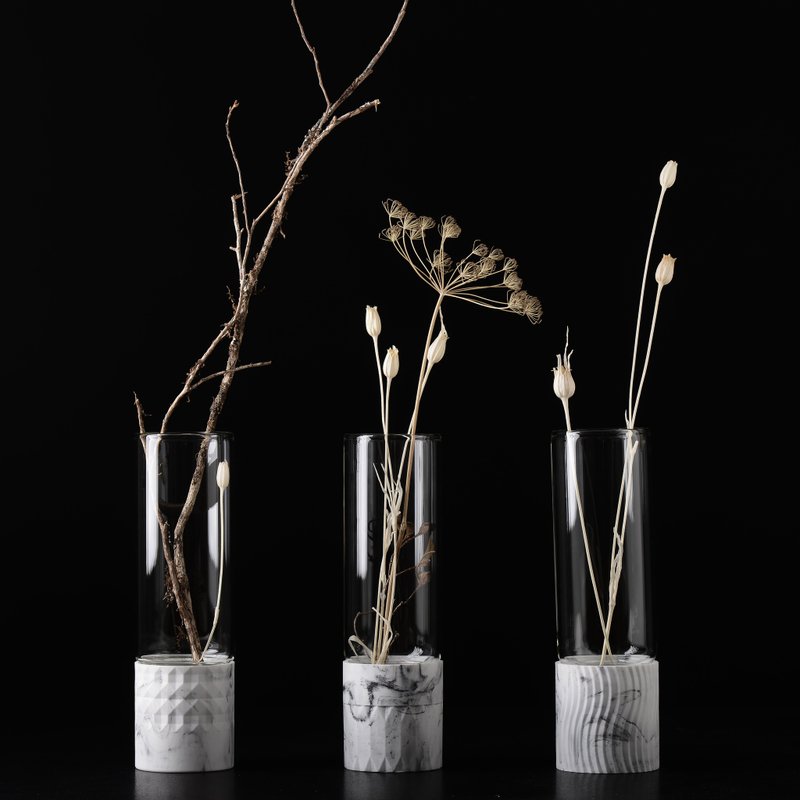 再生大理石。折纸系列。花器。白 - 花瓶/陶器 - 石头 白色