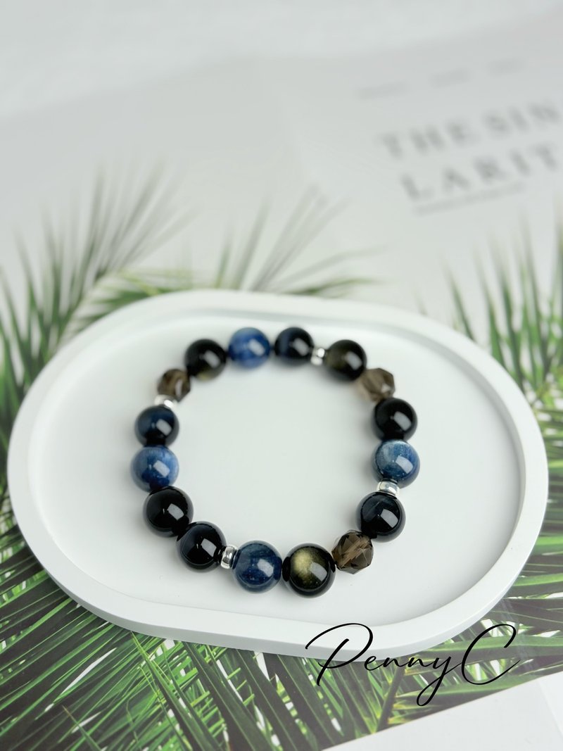 蓝晶石 蓝虎眼 金曜石 冰曜石 稳定情绪 释放压力 帮助沟通 水晶 - 手链/手环 - 水晶 