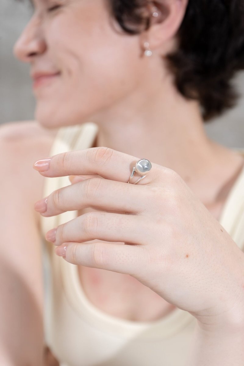 dashbrand DJ04-R2 Dot Ring B (Minimal Jewelry) 纯银戒指 925 - 戒指 - 纯银 银色