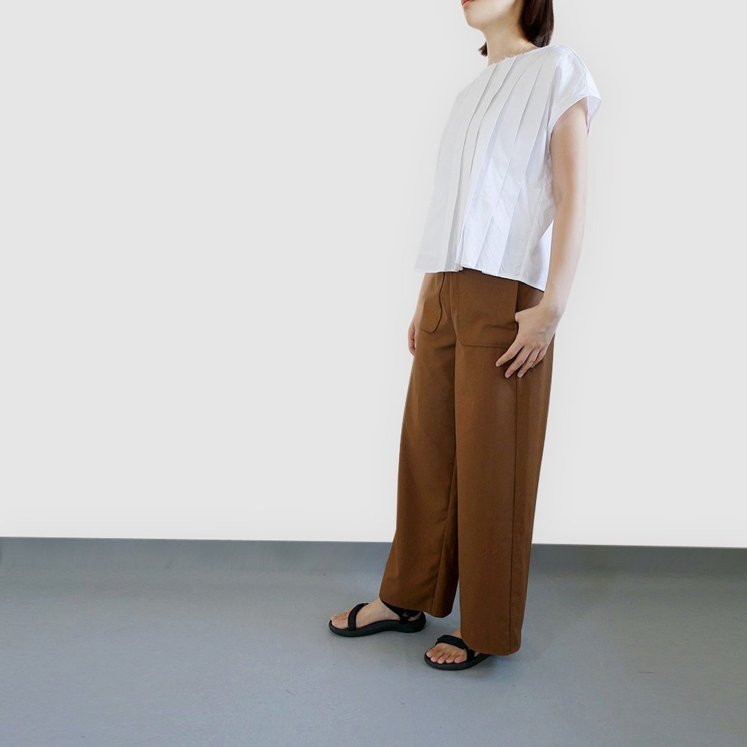白色拼接打褶T-Shirt - 女装 T 恤 - 棉 白色