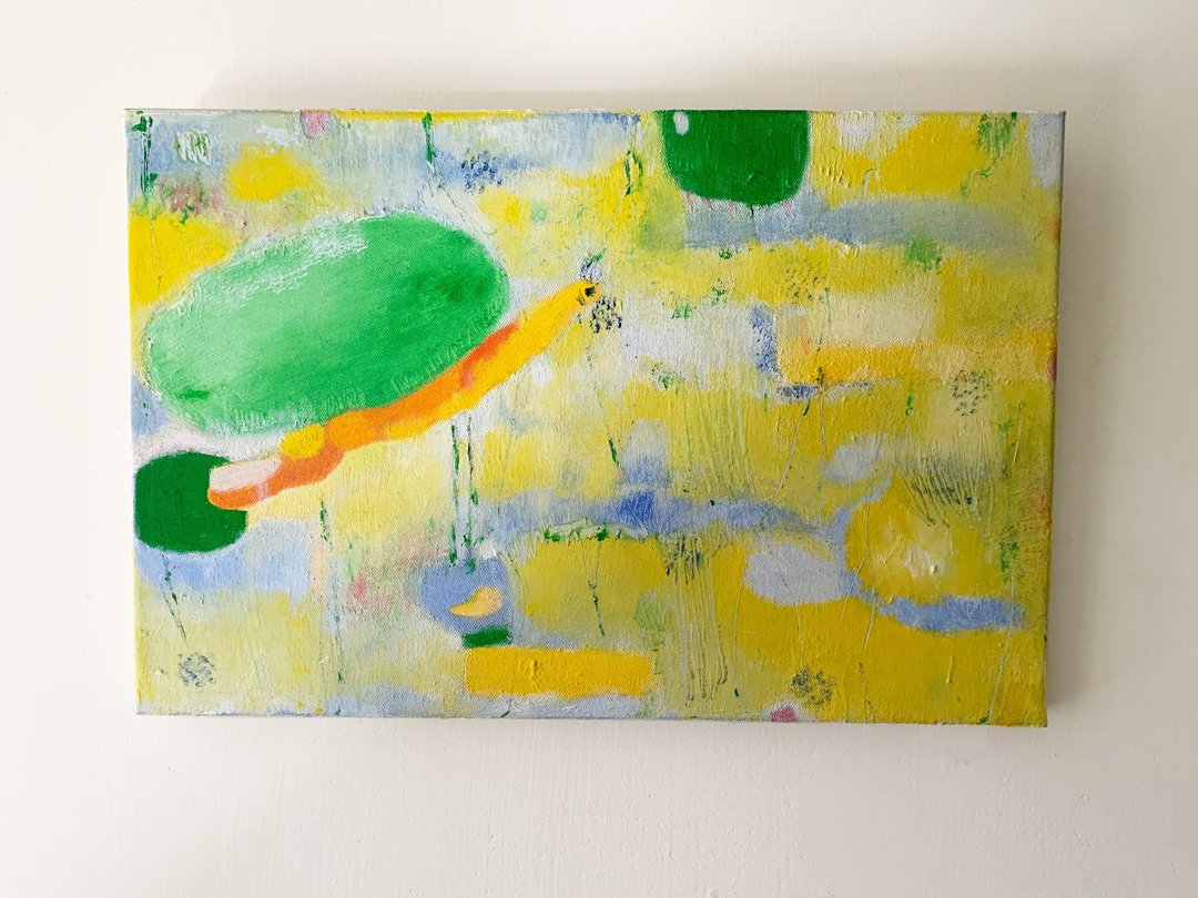 油画作品--白鹭鸶、水草与一场梦 - 墙贴/壁贴 - 棉 