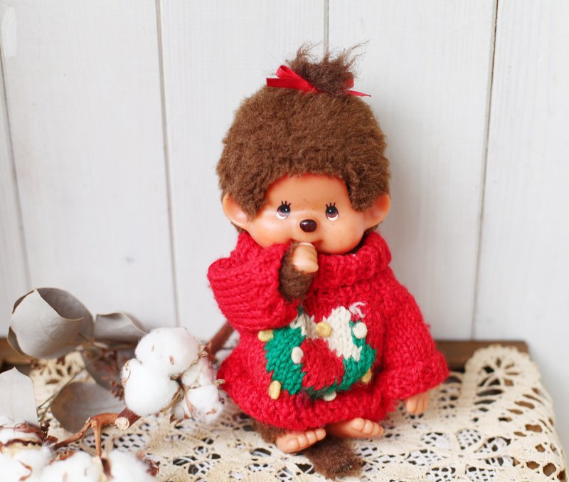 【好日恋物】德国 VINTAGE手作毛衣梦奇奇/蒙奇奇/MONCHHICHI - 玩偶/公仔 - 聚酯纤维 红色