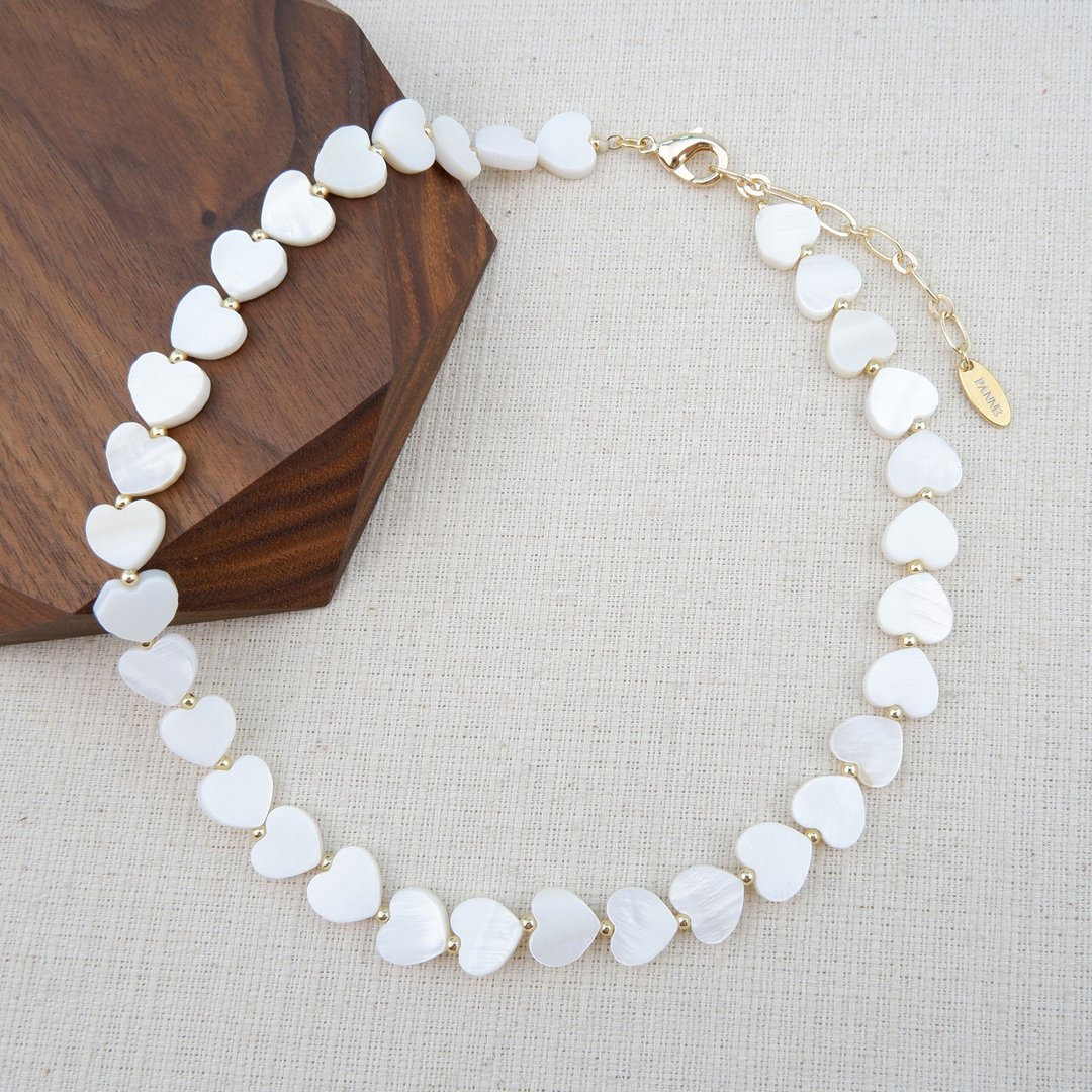 Shell heart shape short necklace - 项链 - 贝壳 白色