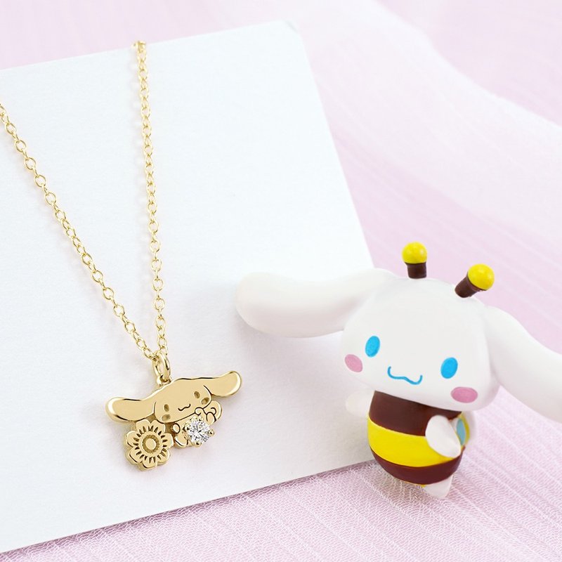 【定制化礼物】喜拿诞生花系列-大耳狗诞生石纯银项链-4月山茶花 - 项链 - 纯银 银色