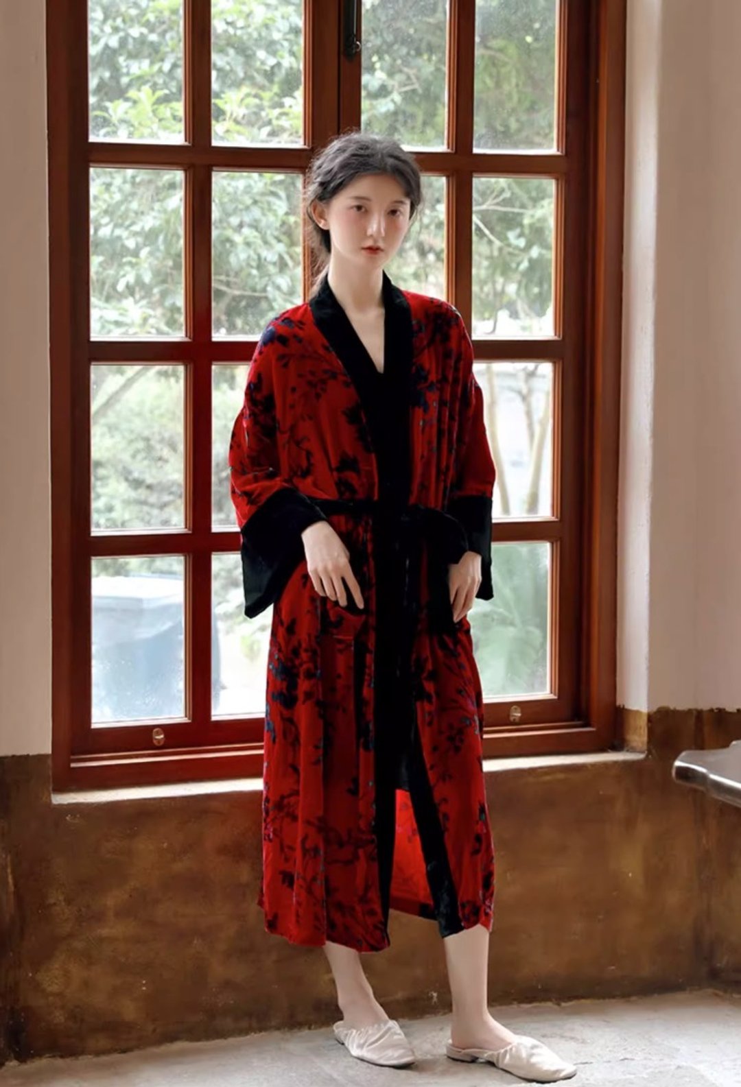 法式复古 韶华丝绒居家服套装 - 居家服/睡衣 - 其他材质 红色