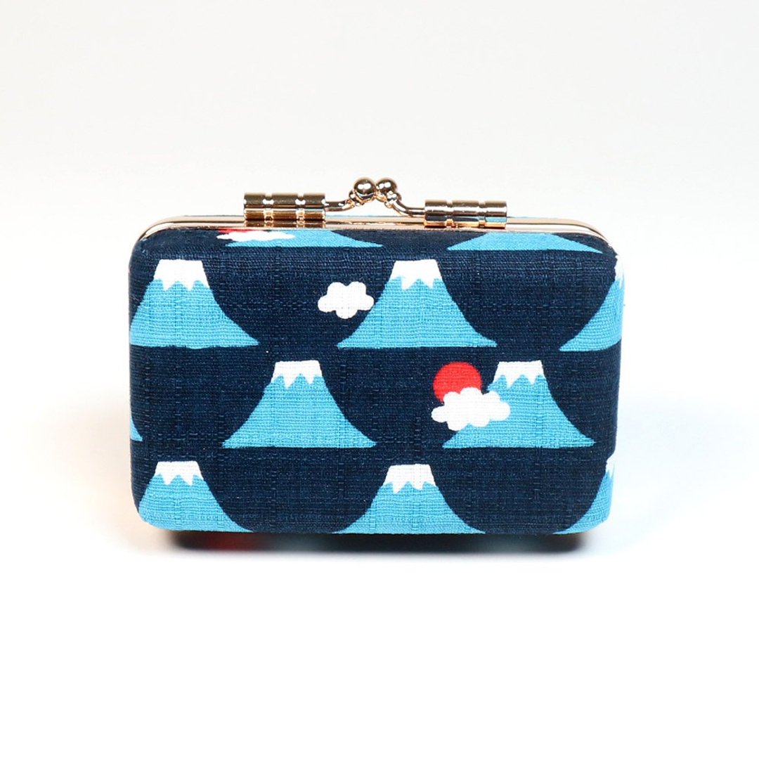 印章盒 口金 双人章 对章 日本布 公司大小章 - 富士山 (蓝) - 收纳用品 - 棉 蓝色