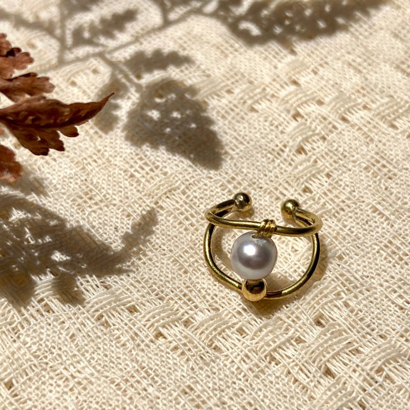 老林杂货 | 一颗珍珠耳骨夹 - 耳环/耳夹 - 珍珠 银色