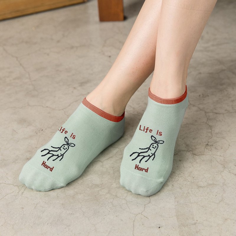 厌世抑菌消臭船袜-人蔘好难 - 袜子 - 棉．麻 透明