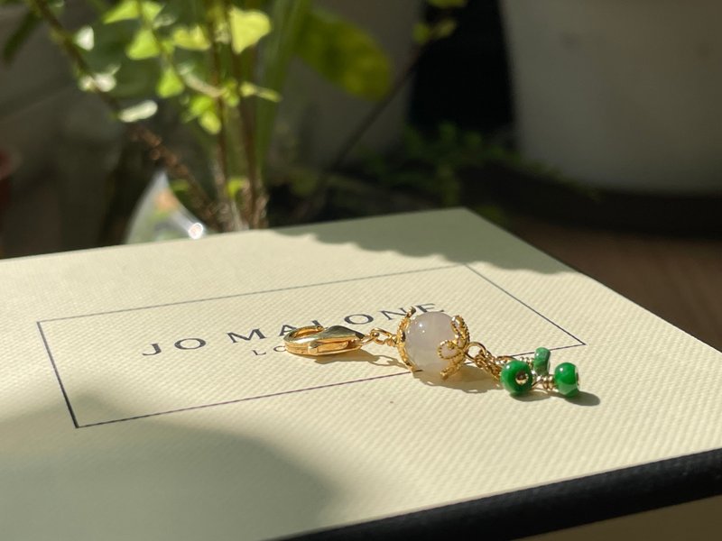 随意扣15//天然翡翠A货 紫罗兰 绿翠 美国14KGF配饰 随意扣 - 吊饰 - 玉石 