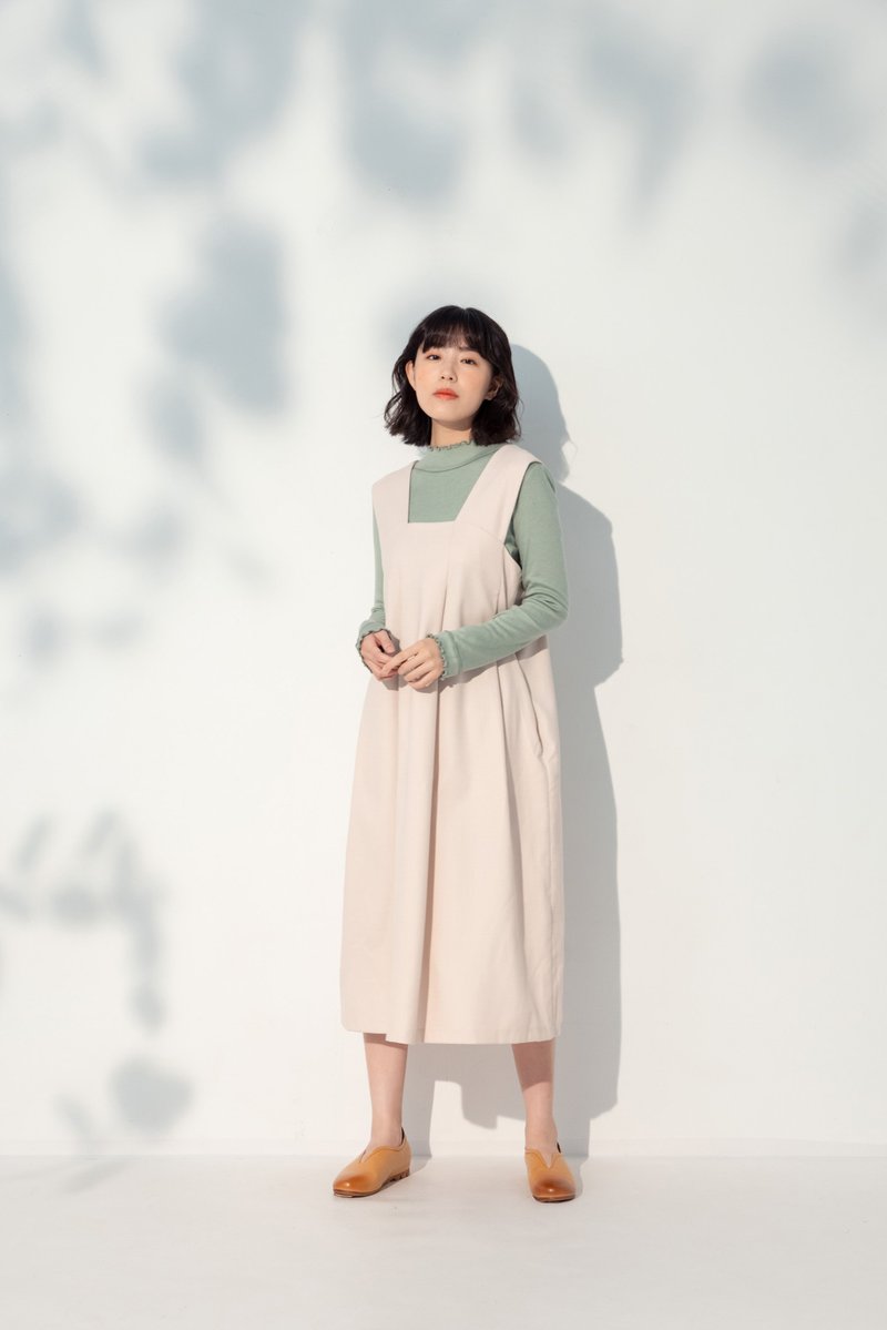 精灵粗呢织纹背心洋装-小叮铃(粉) - 洋装/连衣裙 - 其他人造纤维 粉红色