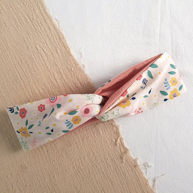 童趣 简约花款 交叉发带/发饰 - 发带/发箍 - 棉．麻 粉红色