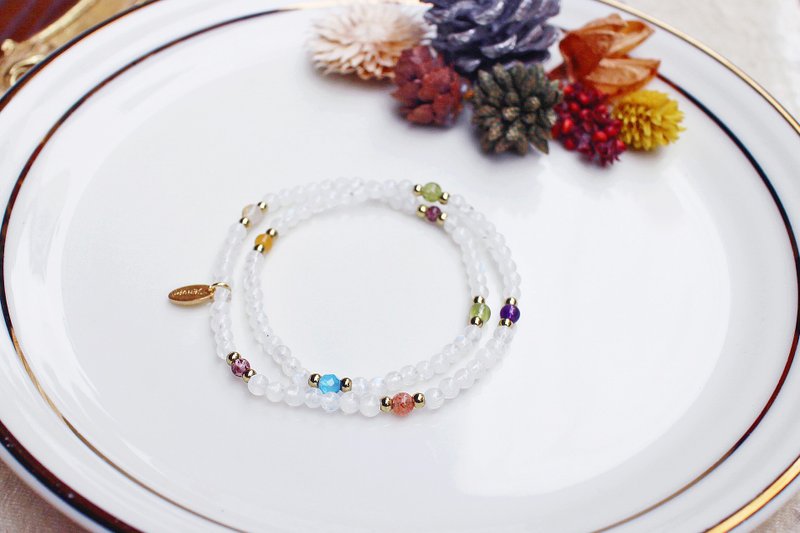 盛夏雪花冰 // C1231白月光双圈手链 - 手链/手环 - 宝石 