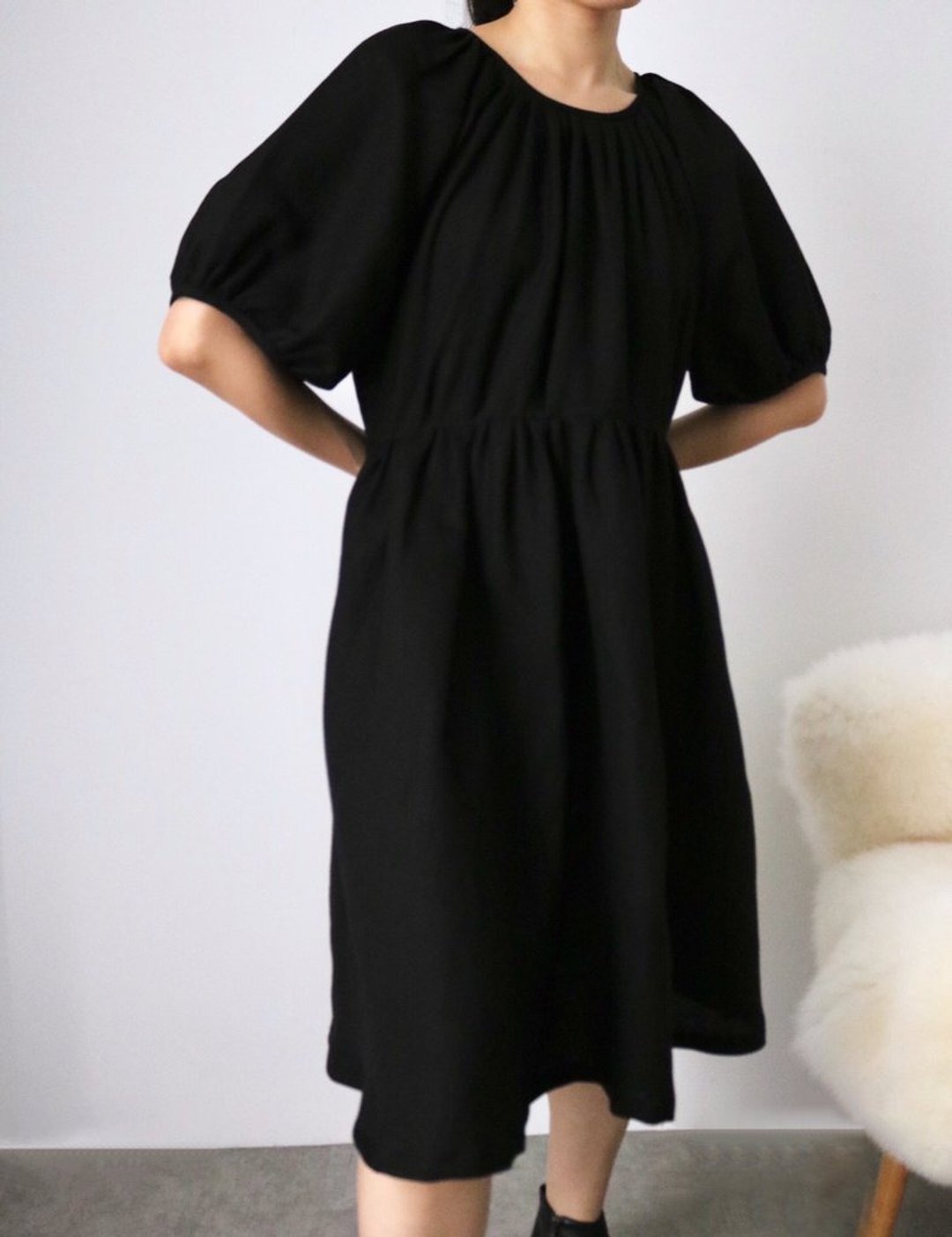 【 出清优惠 】 BILLIE DRESS 公主袖圆领棉麻洋装 娃娃装 现货 - 洋装/连衣裙 - 棉 