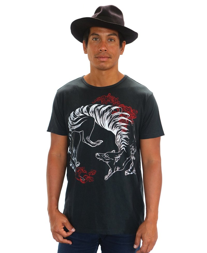 Mens Black Thylacine Shirt - 男装衬衫 - 棉．麻 