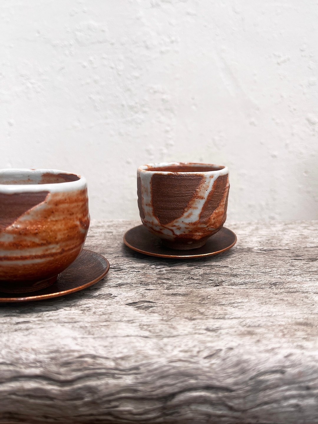 志野 茶杯 两入 | 陶器皿 - 茶具/茶杯 - 陶 橘色