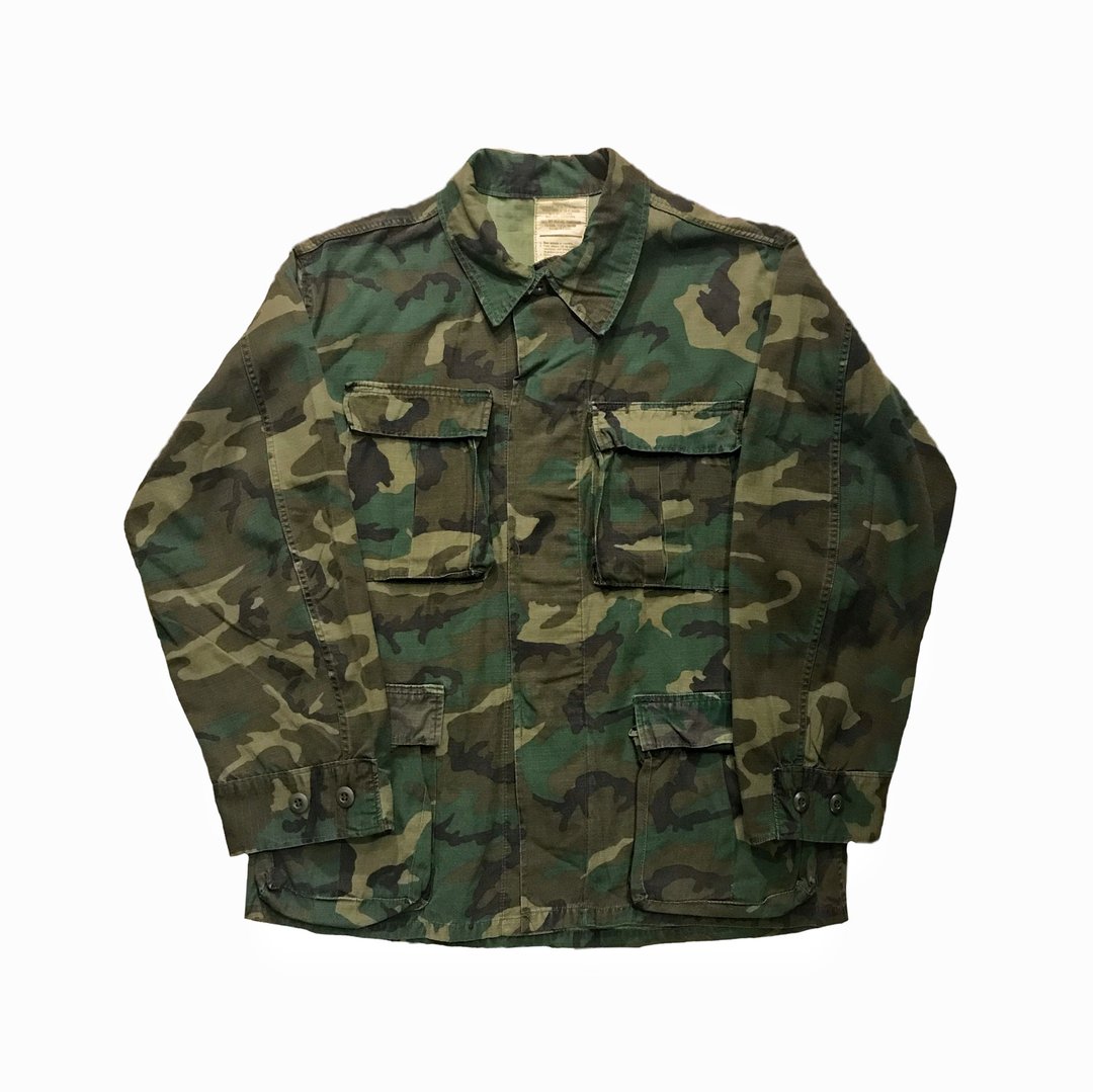 70s vintage US Army Camo Jacket 公发美军四口袋迷彩外套 - 男装外套 - 棉 绿色
