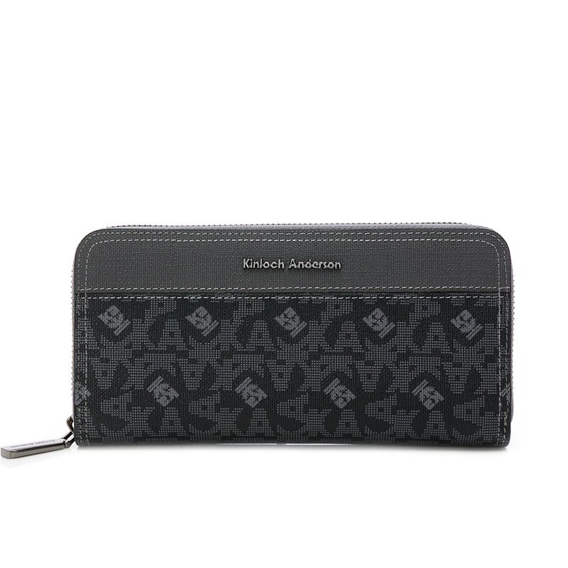 【金安德森】  Genevieve 经典老花拉链长夹-碳黑 - 皮夹/钱包 - 人造皮革 黑色