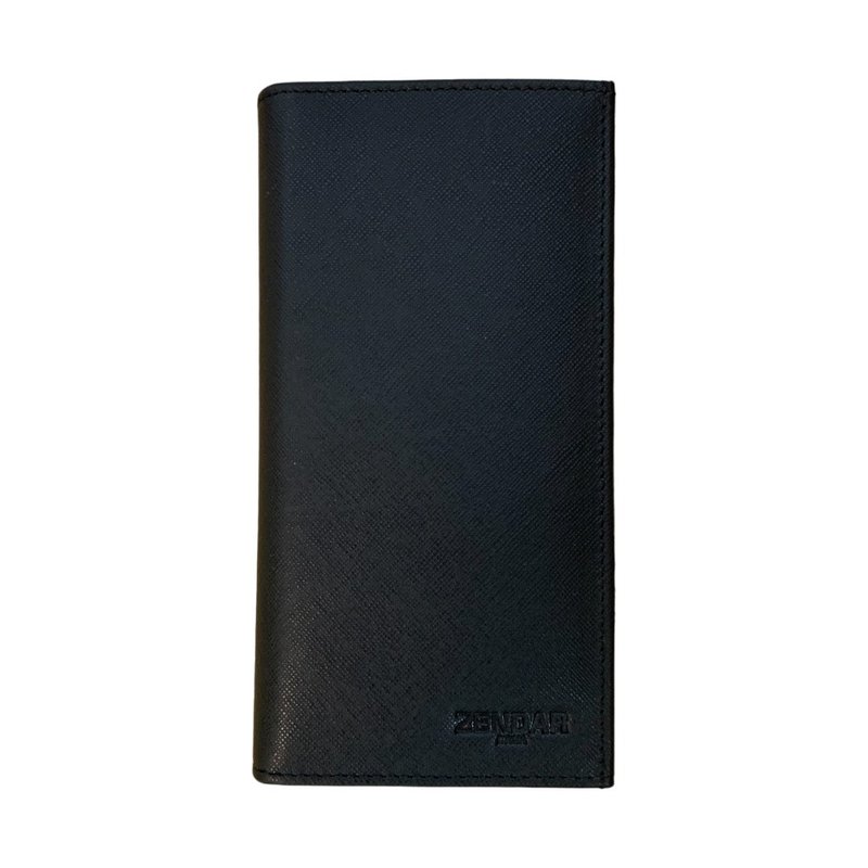 ZENDAR 限量1折 顶级小牛皮十字纹18卡对开长夹 全新专柜展示品 - 皮夹/钱包 - 真皮 黑色