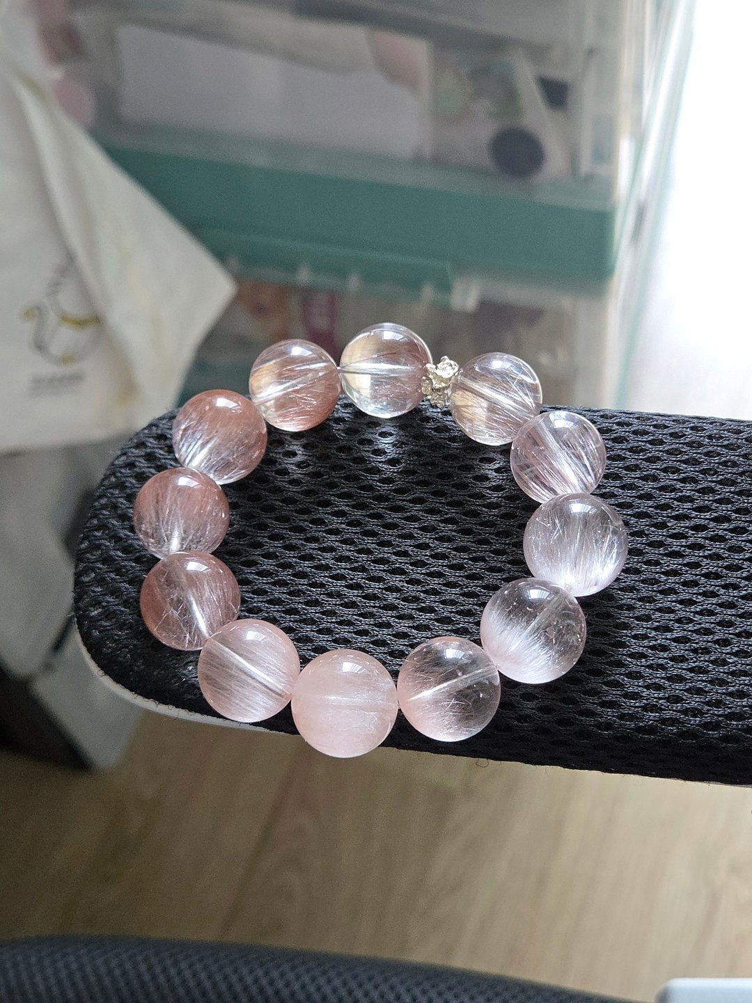 精品 顺丝粉钢丝粉拉丝兔毛 稀有大咪 16mm 手串 桃花爱情人缘 - 手链/手环 - 水晶 粉红色