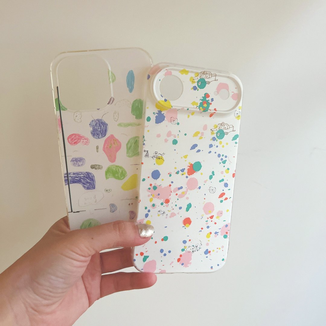 iphone 17 阿波的爱 白底彩点 质感印花 手机壳 - 手机壳/手机套 - 橡胶 白色