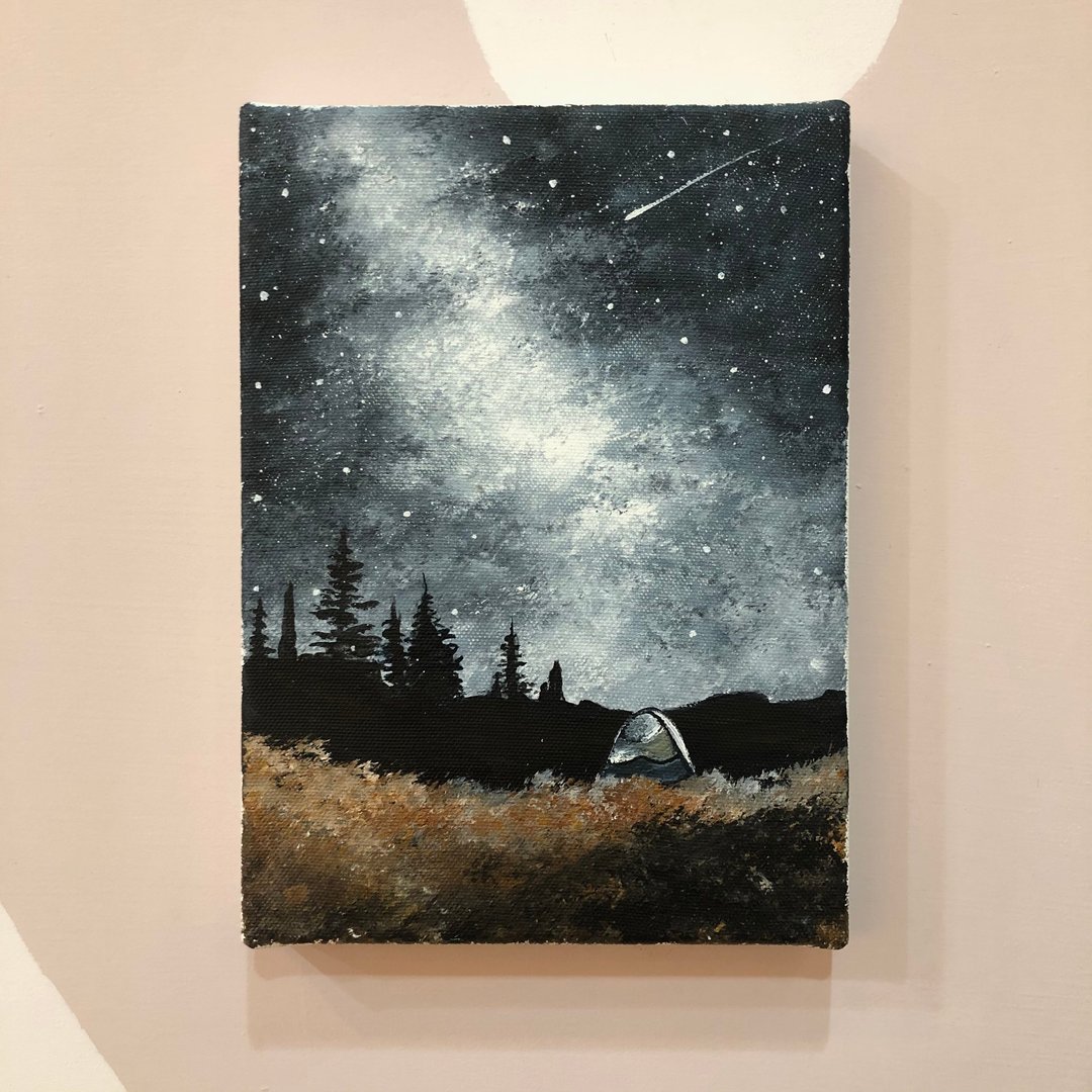 夜晚星空 油画 压克力画体验课程 - 插画/绘画/写字 - 棉．麻 