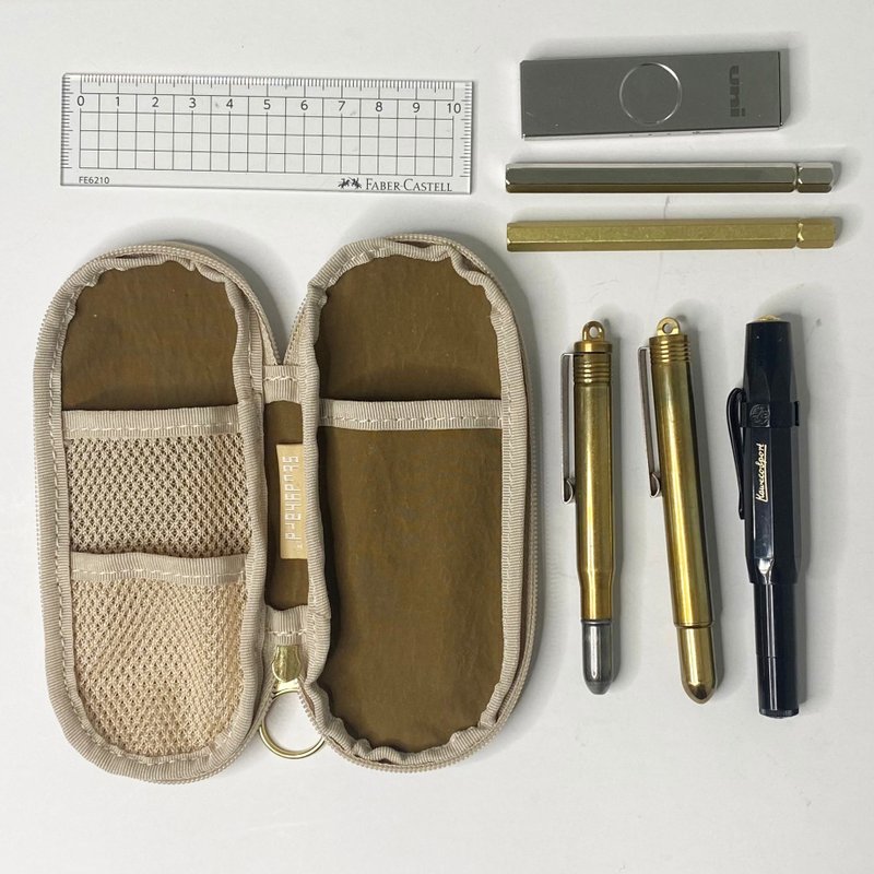 运动与旅行铅笔盒 迷你尺寸 - 铅笔盒/笔袋 - 棉．麻 卡其色