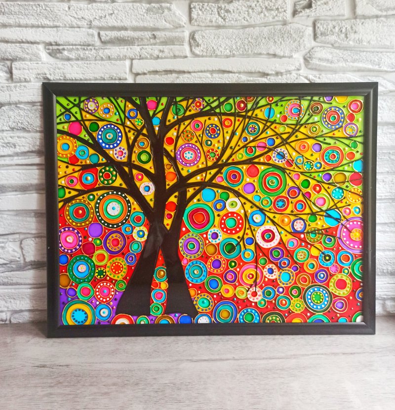 生命之树原画彩色玻璃现代装饰墙艺术周年纪念 - 墙贴/壁贴 - 玻璃 多色