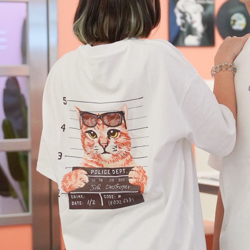 【CREEPS】Cat Prisoner #1 宽松重磅印花T恤 210g - 男装上衣/T 恤 - 棉．麻 多色