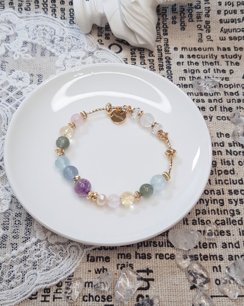 彩虹/五行 水晶  天然石手链 - 手链/手环 - 宝石 多色