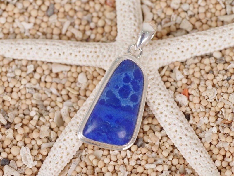 Lapis lazuli Silver pendant top - 项链 - 石头 蓝色