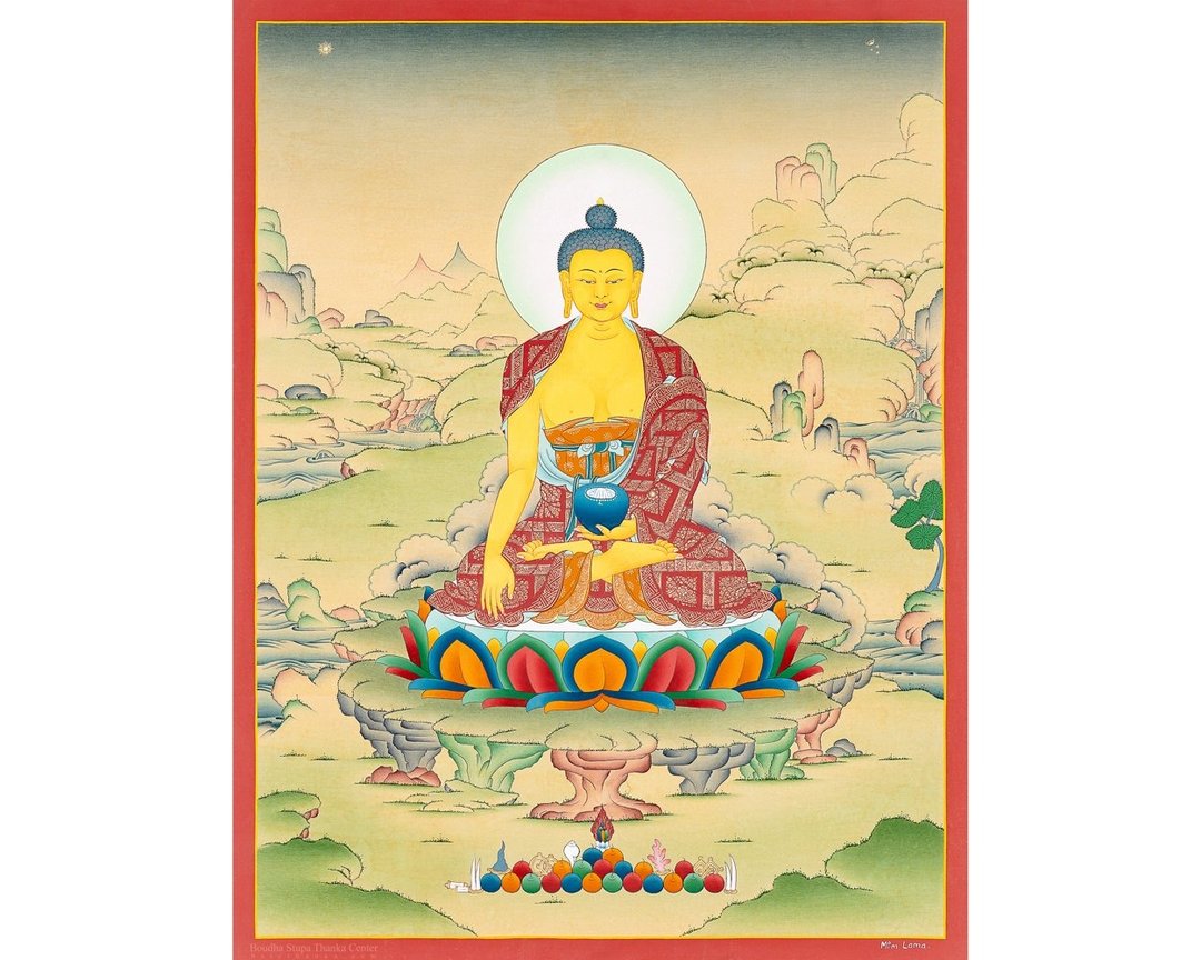 手工释迦牟尼佛唐卡 – 启蒙者的西藏艺术 茶具 - 墙贴/壁贴 - 其他材质 