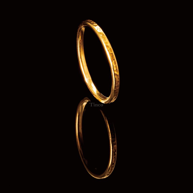 【职人金工系列】黄铜线戒 / 锻敲锤目纹 - 戒指 - 铜/黄铜 金色