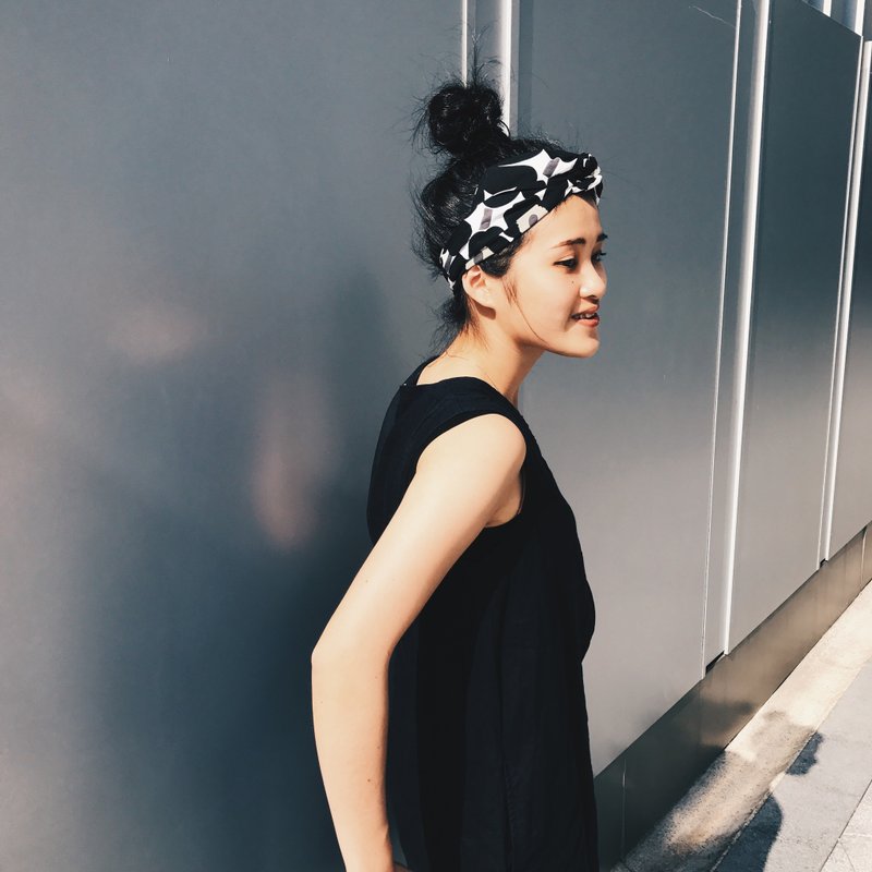 小黑兰煞 绑带式 松紧窄版/手工发带 - 发带/发箍 - 棉．麻 黑色