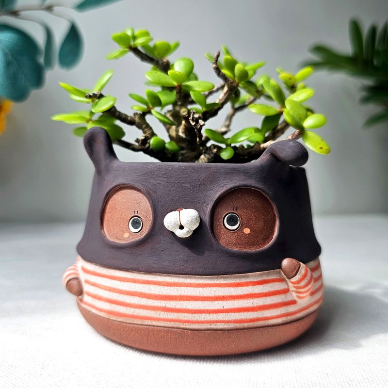 Robber bunny plant pot. Handmade succulent planter. - 花瓶/陶器 - 陶 