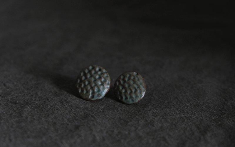 No.07复古蓝色的旧窗系列四号-ying work shop - 耳环/耳夹 - 陶 