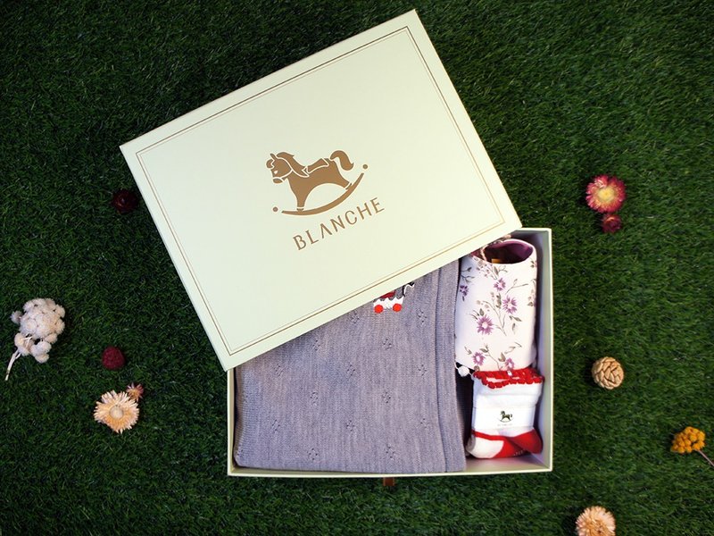 ROLY PONY 美丽诺羊毛毯礼盒组-灰 - 满月礼盒 - 其他材质 灰色